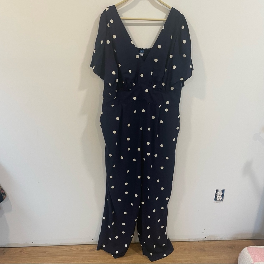 NWT Old Navy Navy  Blue Jumpsuit with White Dots Sz XXL